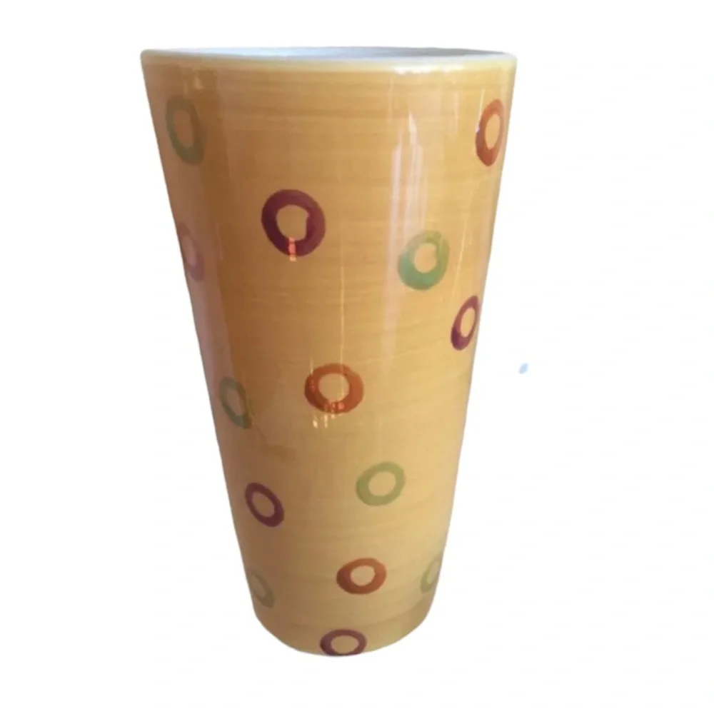New Boutique Yellow Polka Dot Ring Modern Ceramic Vase Green Red